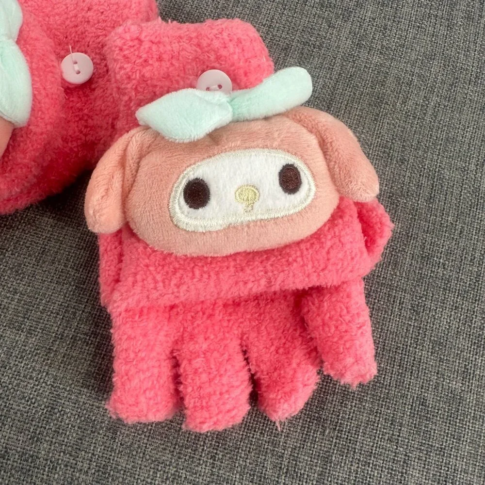 New! Kids Girls‎ Cute My Melody Mittens Soft Delicate Material Fingerless gloves